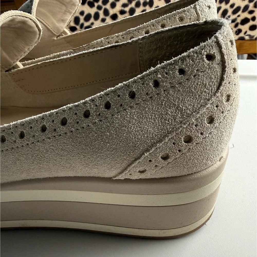 Dolce Vita Women Suede Espadrille Platform Penny Loafers Beige Tan Size 8